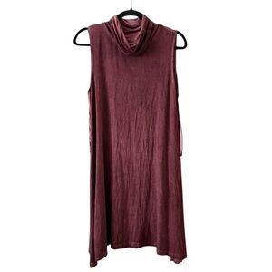 POL Fringe That Covers Open Back Cowl Neck Tank Wine Dress Women’s Sz Medium New